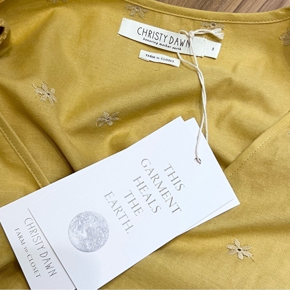 NWT CHRISTY DAWN Puffed Short Sleeve Embroidered Tie Waist V-Neck Maxi Dress S - Picture 7 of 15